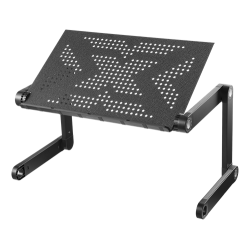 OFFICE  hjdejusterbar laptopbord med vipbart skrivebord brbar sort