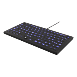 Tastatur minitastatur med indbygget mus silikone  stv- spild sikker IP68 sort Nordisk