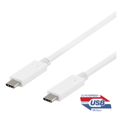 USB-C - USB-C 3,1 superspeed kabel 10 Gbps sort eller hvid
