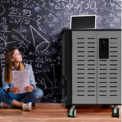 Ladestation vogn med hjul 40 enheder opladning sync til tablets MacBooks brbar op til 15,6"  