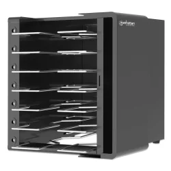 Ladestation med l�s til 7 AC enheder ladeskab til Laptops tablet ipads Mackbooks Chromebook og andre enheder op til 16"