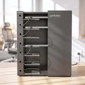 Ladestation med l�s til 7 AC enheder ladeskab til Laptops tablet ipads Mackbooks Chromebook og andre enheder op til 16