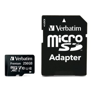 SD kort Verbatim Premium microSDXC 256GB Flashhukommelseskort (SD adapter inkluderet)