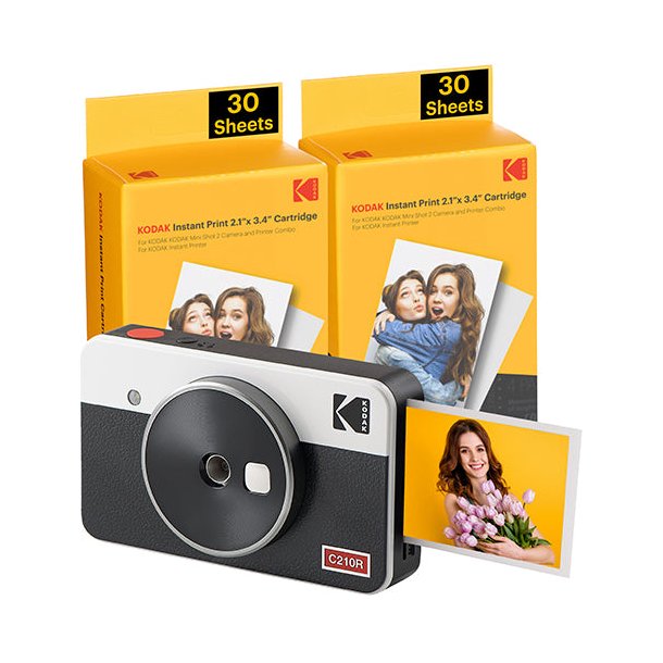 Kodak Mini Shot 2 Retro Instant Kamera sort/gul - klik og print billeder med det samme 