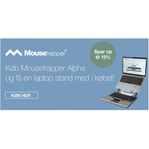 Mousetrapper Alpha med indbygget tastatur og mus inkl. Laptop Stand (BUNDLE)