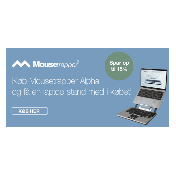 Mousetrapper Alpha med indbygget tastatur og mus inkl. Laptop Stand (BUNDLE)