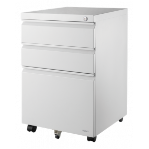  Office Kabinet arkivskab skab Skuffesektion med hjul og ls 3 skuffer hvid 