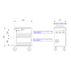Ladestation USB-C ladeskab med ls til 32 Tablets iPad Notebook enheder - op til 14" 