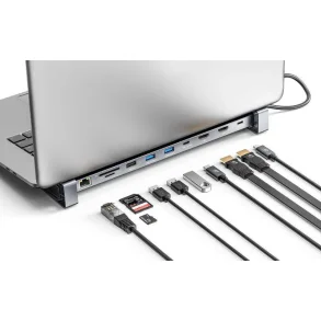 Dockingstation USB-C PD 10-i-1 Dual-HDMI-skrm dock Multiport Hub